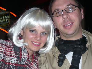 This is my friend Chris (Acers) in a Ghostbusters costume, with his drunk ex (in a hooker (?) costume), the Dicking Girl.