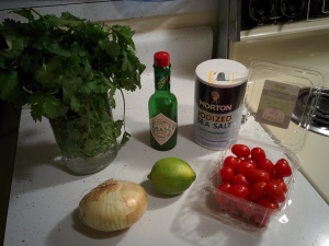 All the things you need to produce a perfect Pico de Gallo.